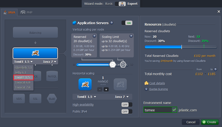 Java hosting